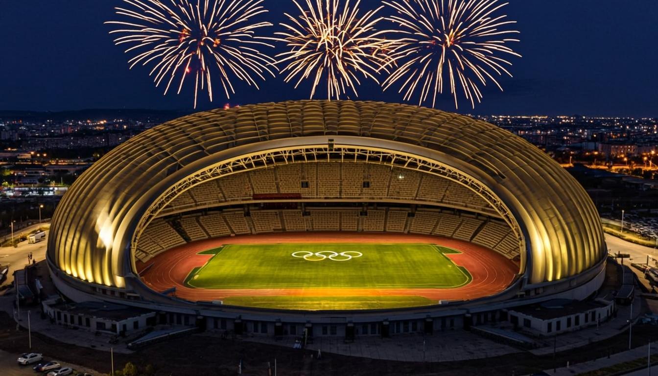Stade Olympique Or — Vue aérienne nocturne
