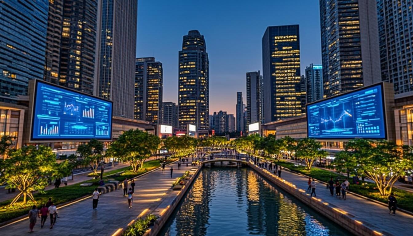 Quartier intelligent olympique avec espaces verts